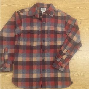 L.L. Bean Traditional Fit Plaid Shirt - Red, Gray, Tan